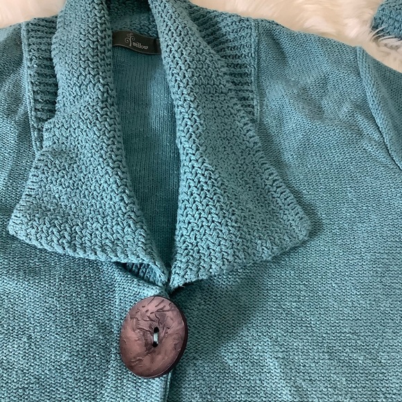 Willow Sweater XL Raglan Cardigan Big Button 100% Cotton Knit Vintage USA Made - Picture 6 of 12